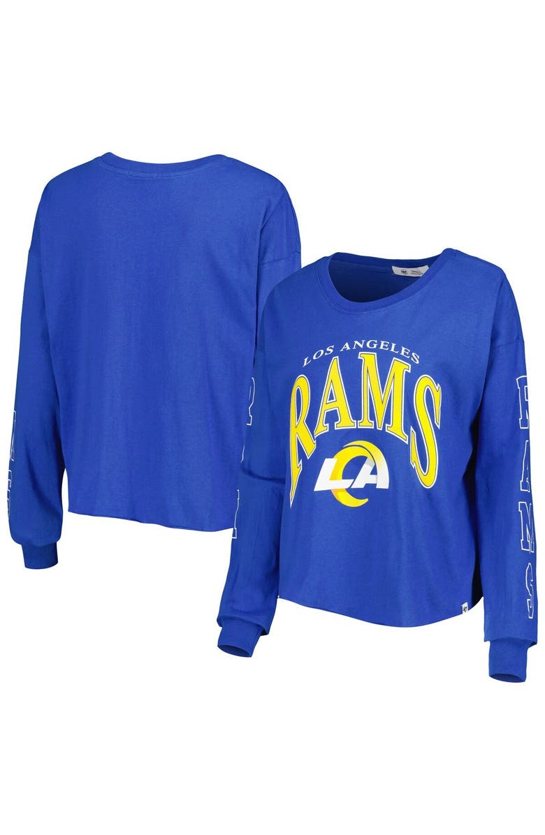 '47 Women's '47 Royal Los Angeles Rams Skyler Parkway Cropped Long Sleeve T-Shirt, Main, color, 