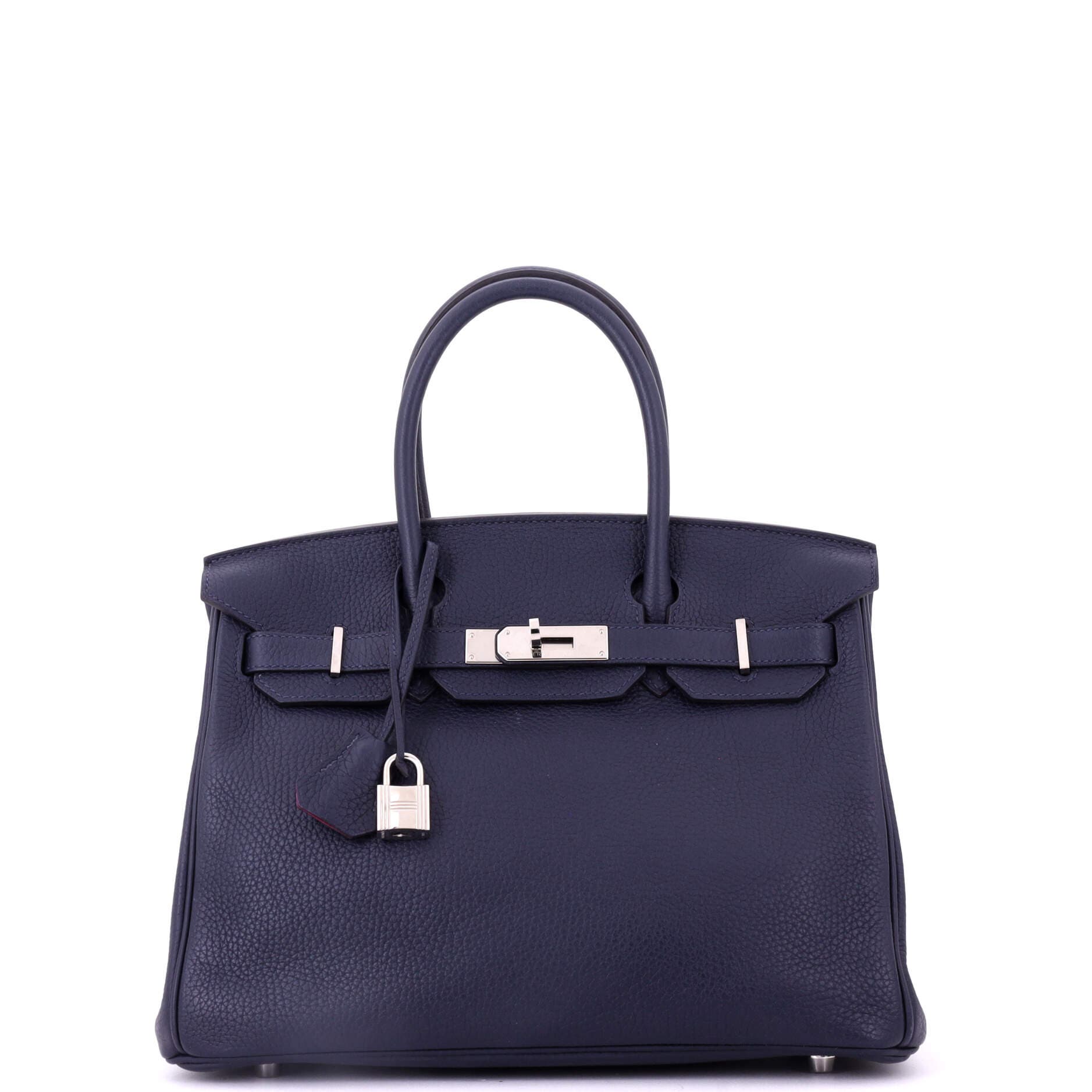 Pre-Owned Hermes Birkin Handbag Verso Clemence with Palladium Hardware 30, Main, color, Verso - Bleu Nuit/Rose Pourpre