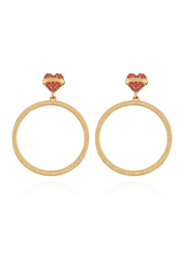 Heart and hoop statement earring, Main, color, goldtone