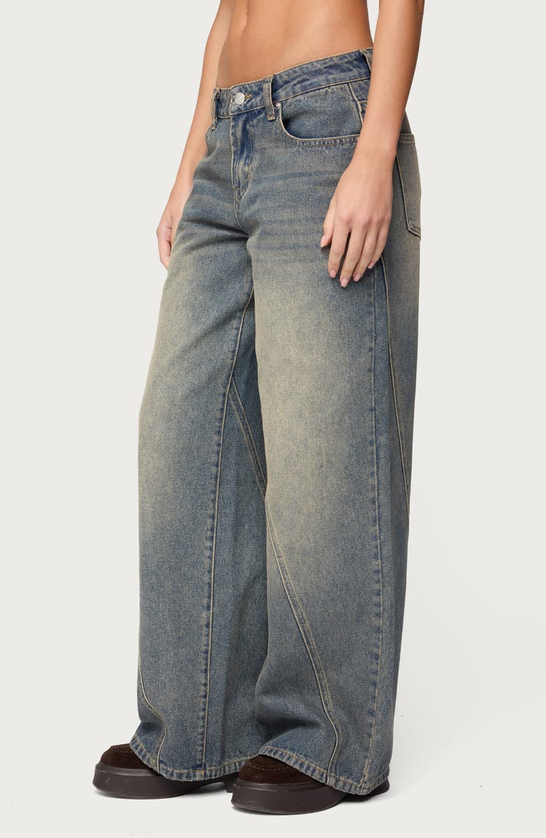 EDIKTED Washed Low Rise Baggy Wide Leg Jeans, Alternate, color, 