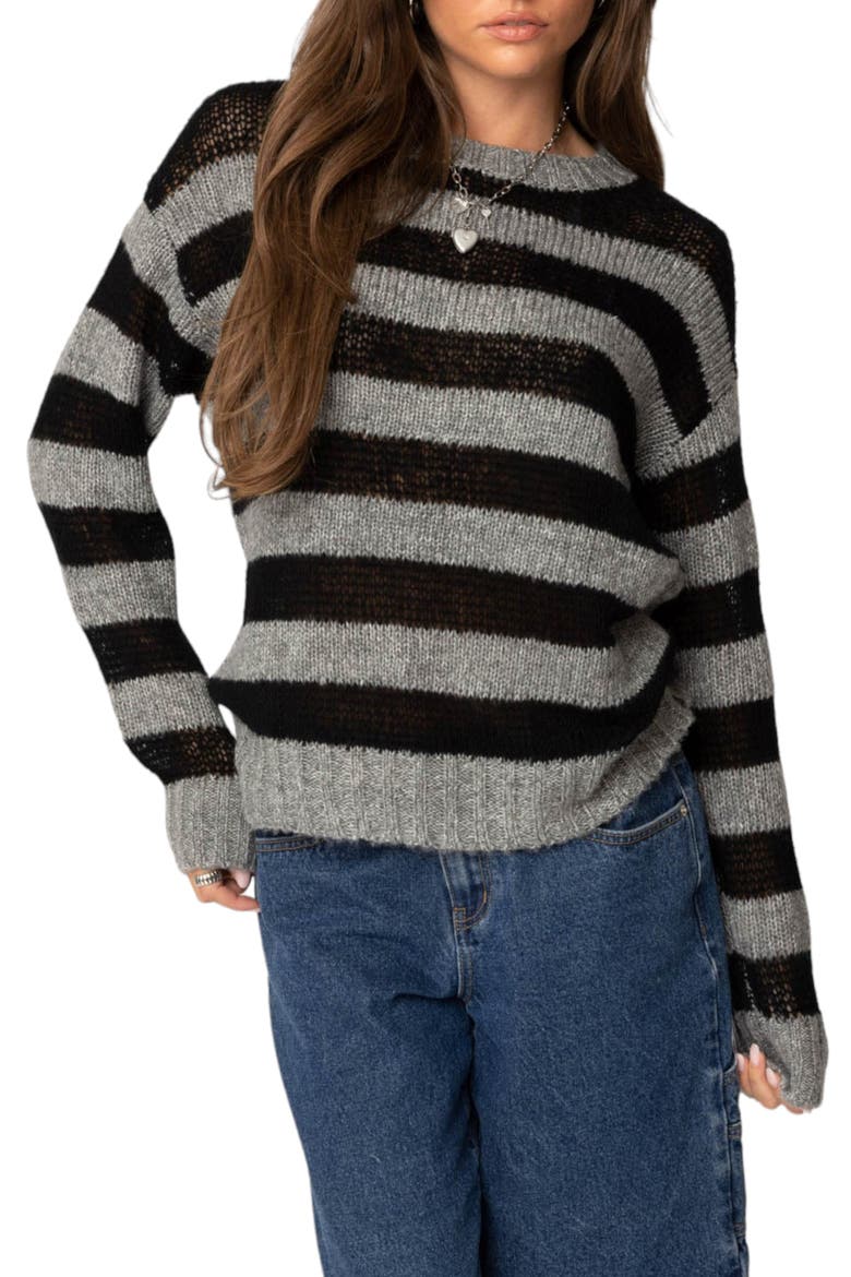 Stripe Sweater, Main, color, BLACK/GREY