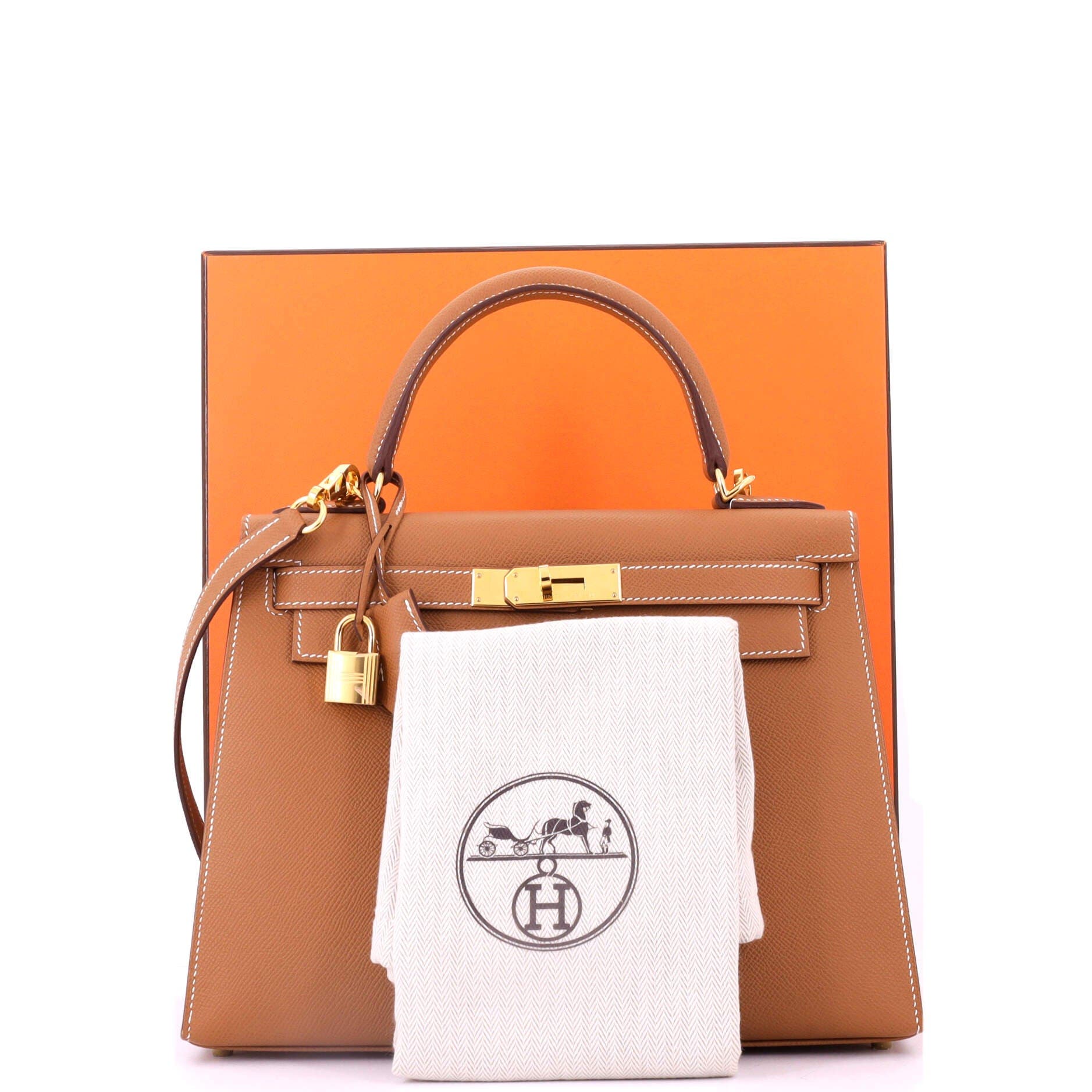 Pre-Owned Hermes Kelly Handbag Brown Epsom with Gold Hardware 28, Alternate, color, 