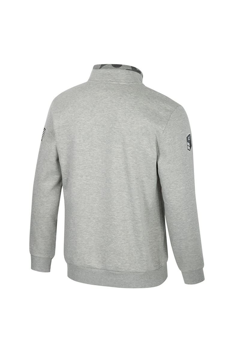 Men's Colosseum Heather Gray Michigan State Spartans OORAH OHT Military Appreciation Fleece Quarter-Zip Jacket, Alternate, color, Heather Gray