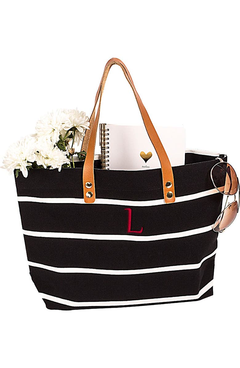 Cathy's Concepts Monogram Stripe Tote, Alternate, color,