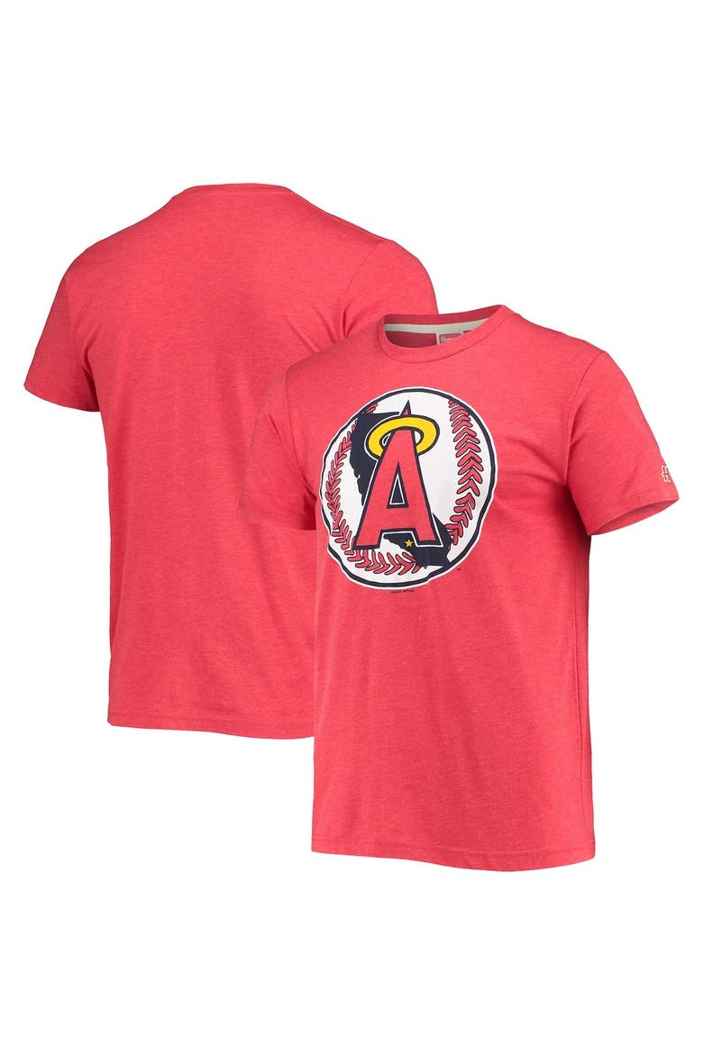 Men's Homage Red Los Angeles Angels Hand-Drawn Logo Tri-Blend T-Shirt, Main, color, Red