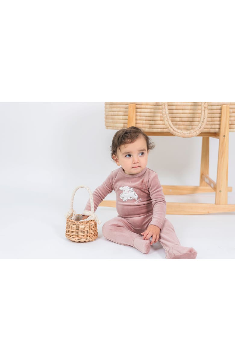 Fragile Girl Sheep Print Velour Romper, Alternate, color, Blossom