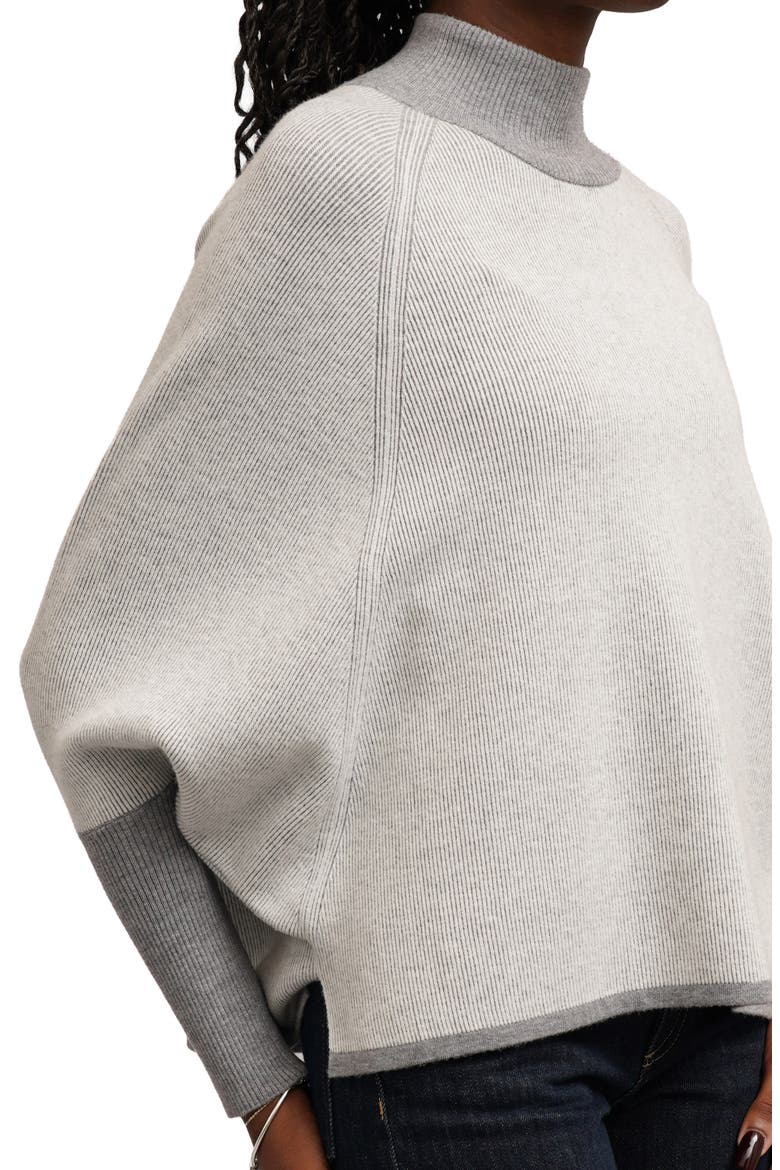 Ribbed Mock Neck Sweater, Alternate, color, DUNE/ BONE