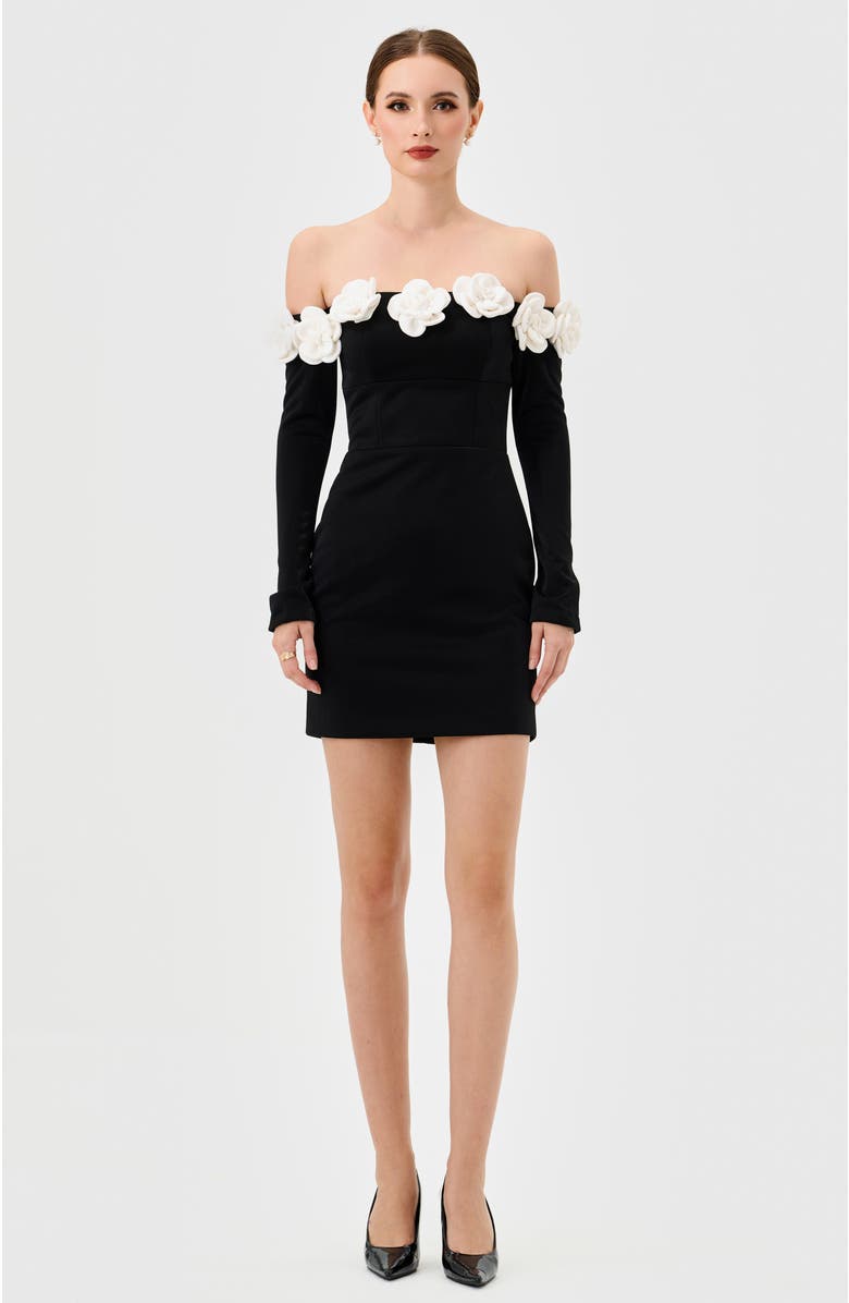 Bariano Danna Long Sleeve Mini, Main, color, Black/White Flower