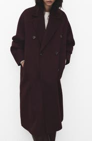 MANGO Picarol Double Breasted Wool Blend Coat