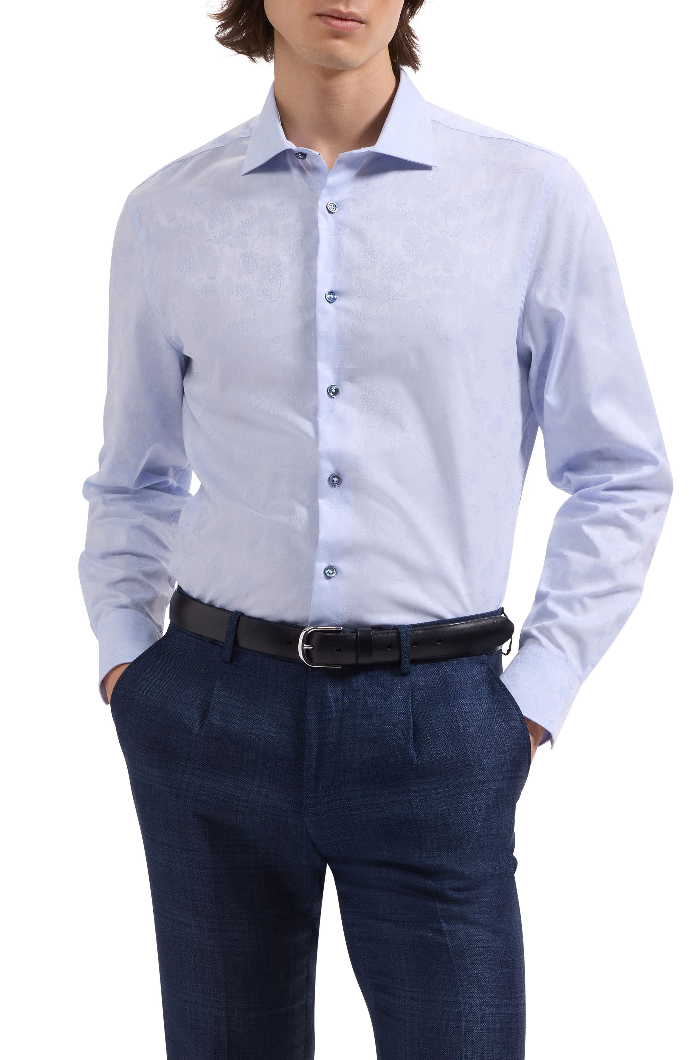 Axel Shaped Fit Floral Jacquard Button-Up Shirt - image 5