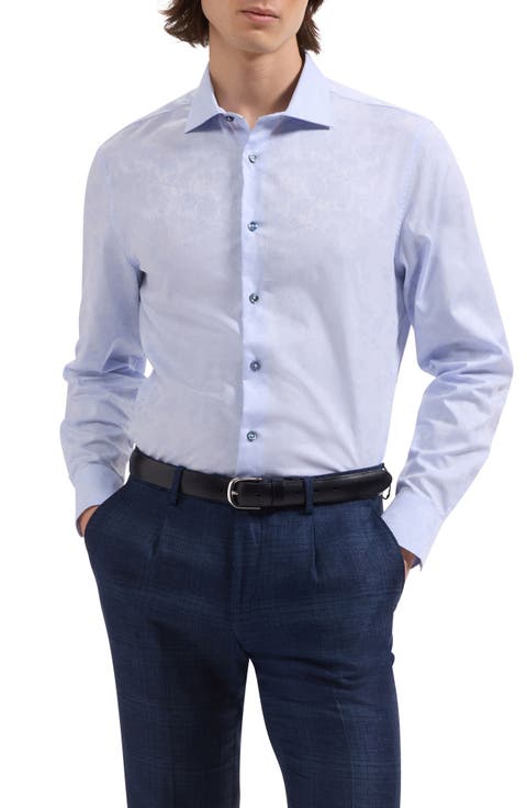 Axel Shaped Fit Floral Jacquard Button-Up Shirt