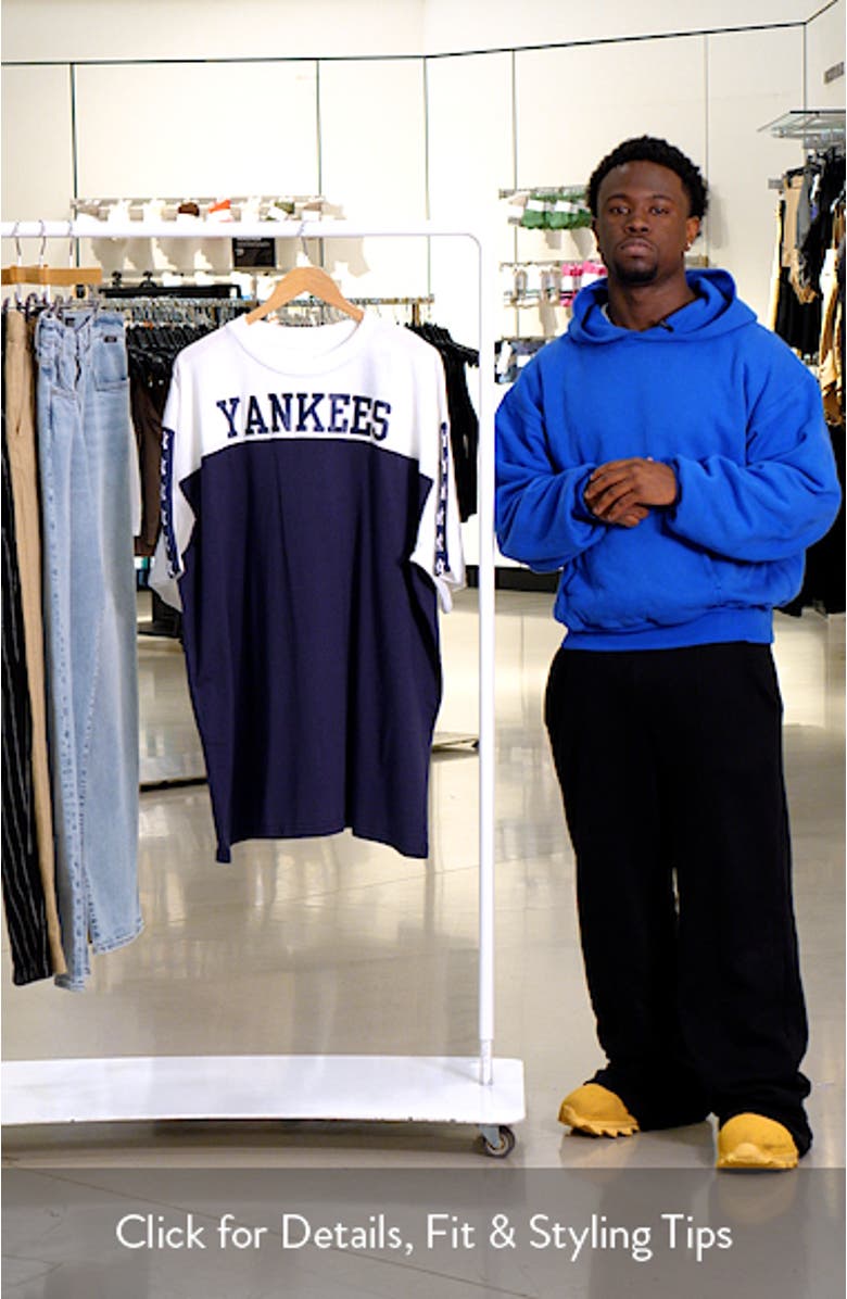 Men's Profile White/Navy New York Yankees Big & Tall Yoke Knit T-Shirt, sales video thumbnail