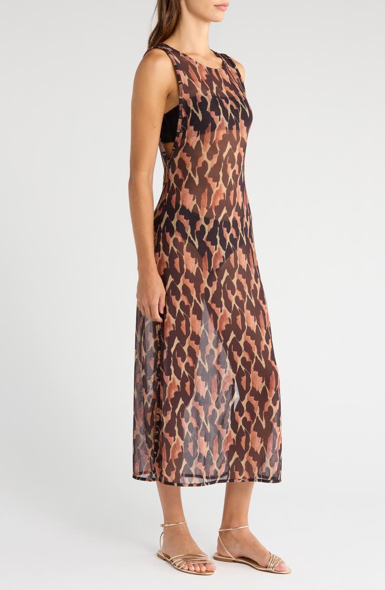 ViX Paula Hermanny Camu Twist Mesh Cover-Up Dress, Alternate, color, Multi Brown