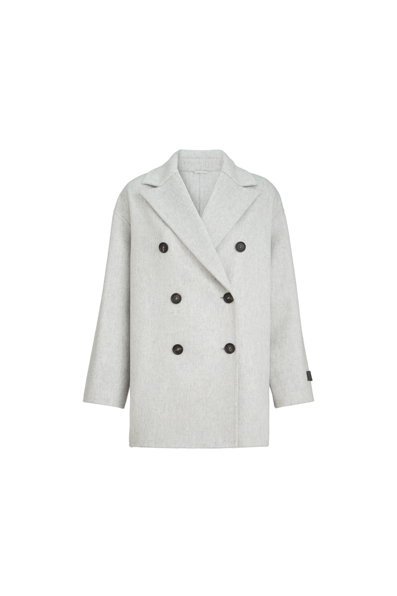 Cashmere double beaver cloth pea coat, Alternate, color, Light Grey