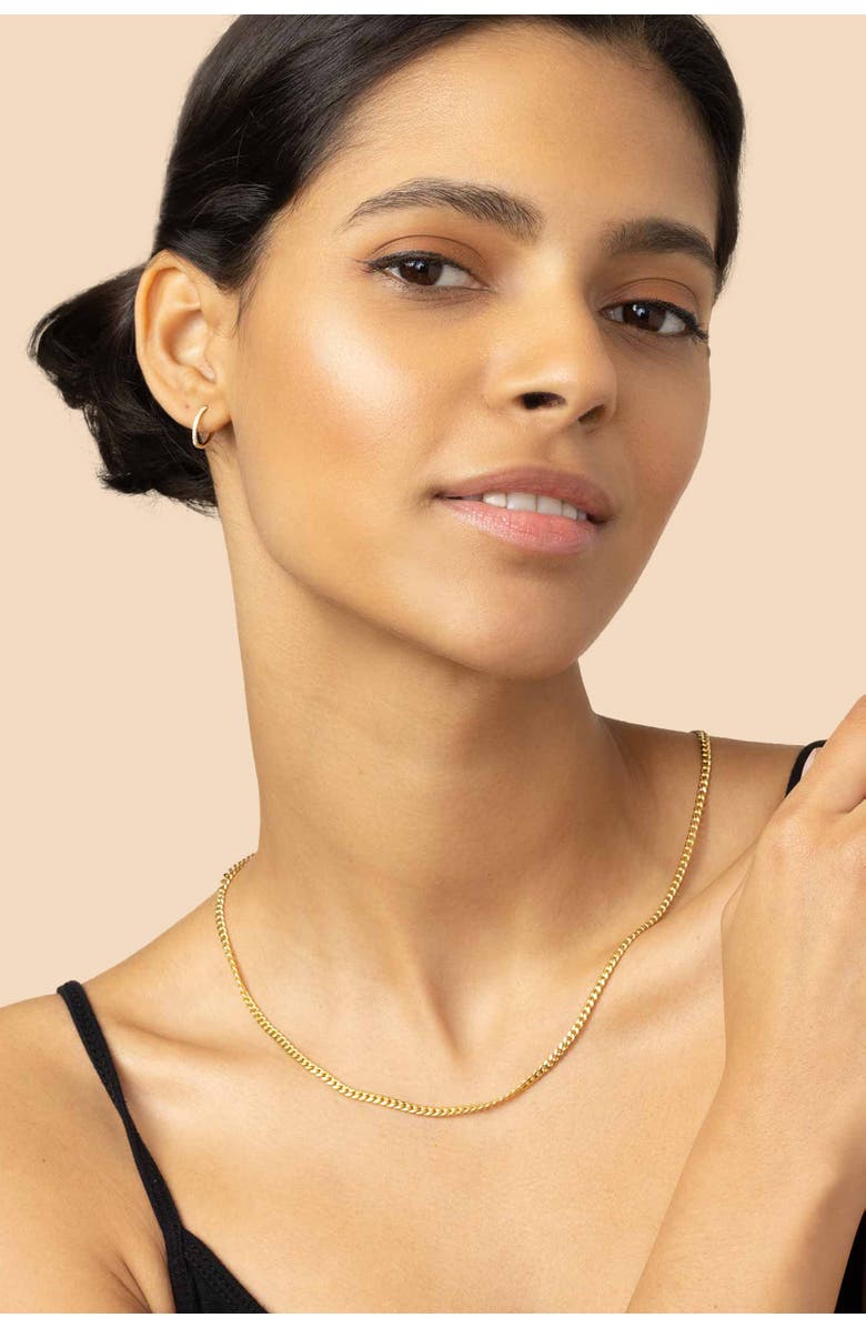 Oradina 14K Gold Shine Bright Small Diamond Hoops, Alternate, color, White Gold - Diamonds