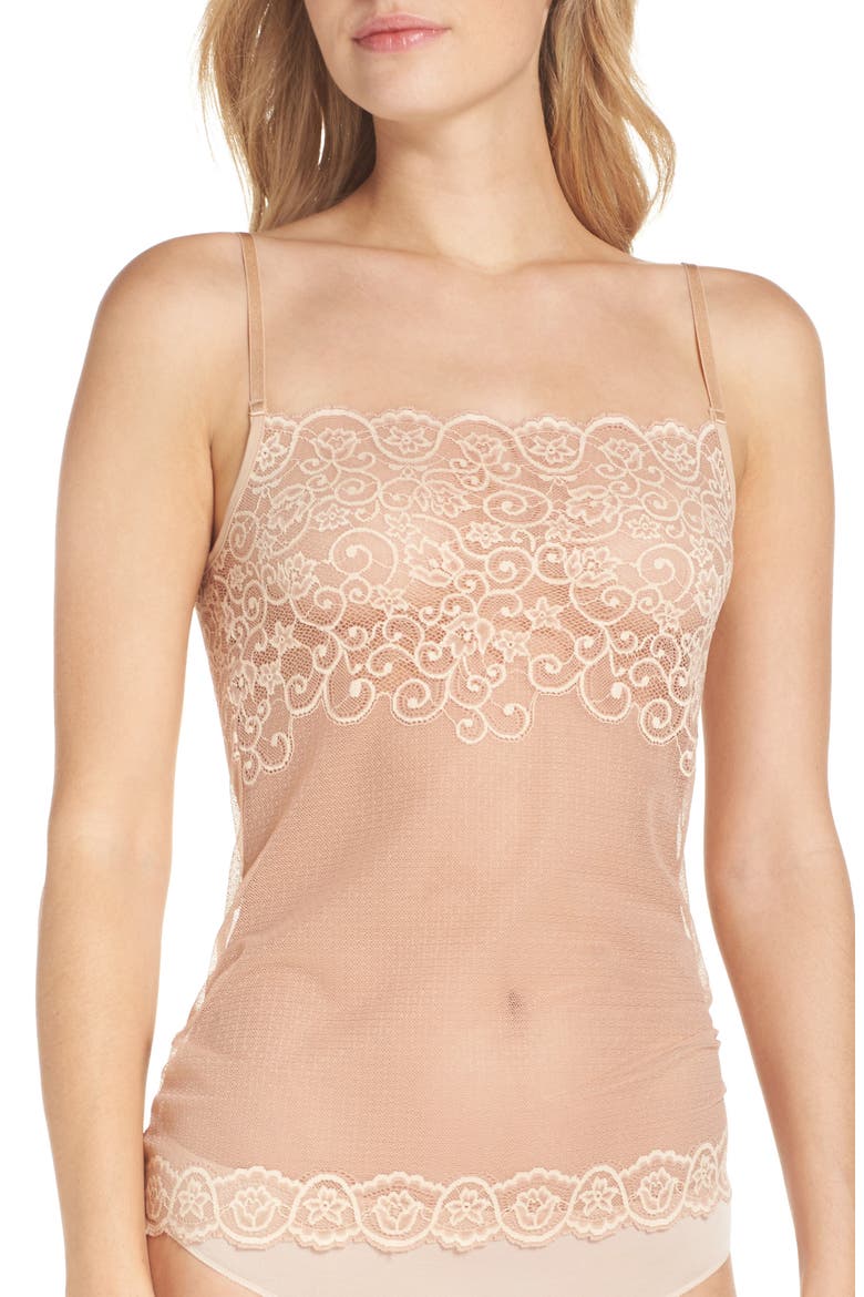 Tulip Lace & Mesh Camisole, Main, color, IVORY
