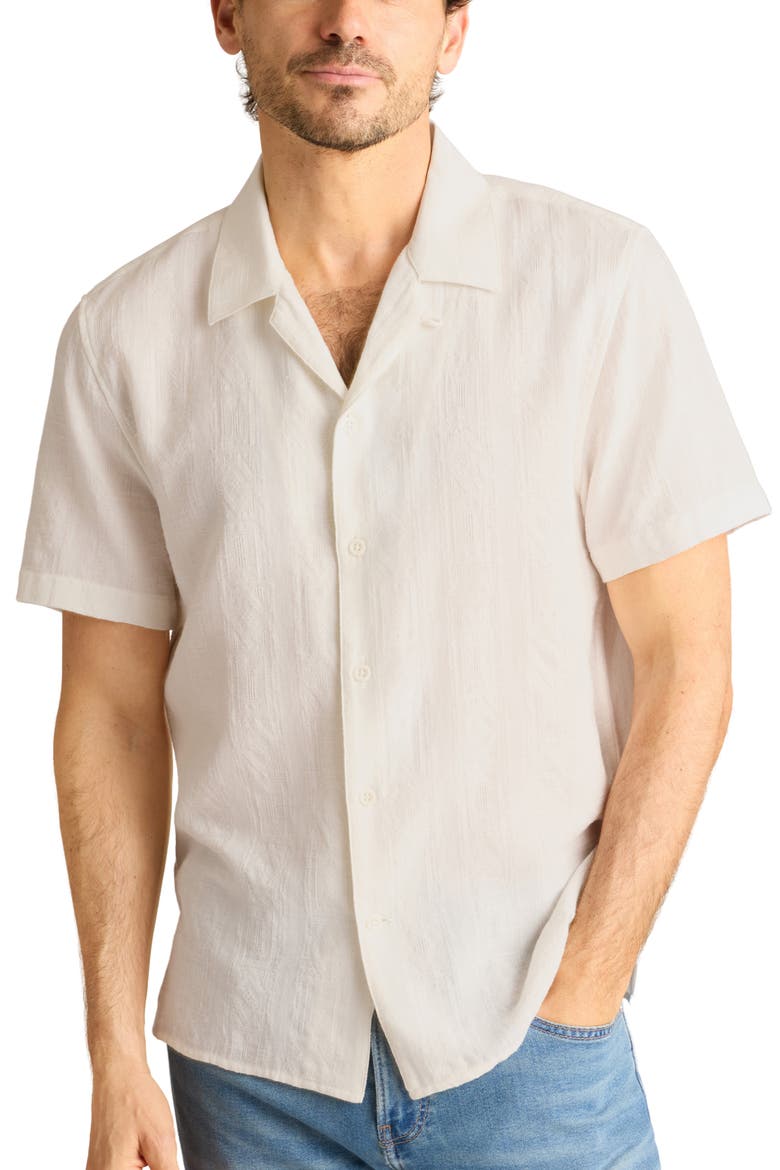 Riviera Cotton Jacquard Camp Shirt, Main, color, ALAN GEO DOBBY AS HEADER WHITE