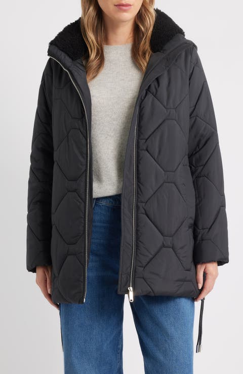 ジャケット・アウター Faux Fur Hoodie Duffle Coat nude petal S Eva Embroidered Jacket | Marciano