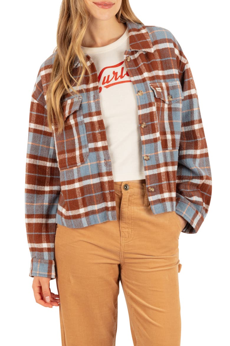 Roam Boxy Flannel Button-Up Shirt, Main, color, SAILING
