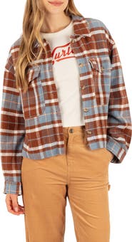 Hurley Roam Boxy Flannel Button-Up Shirt