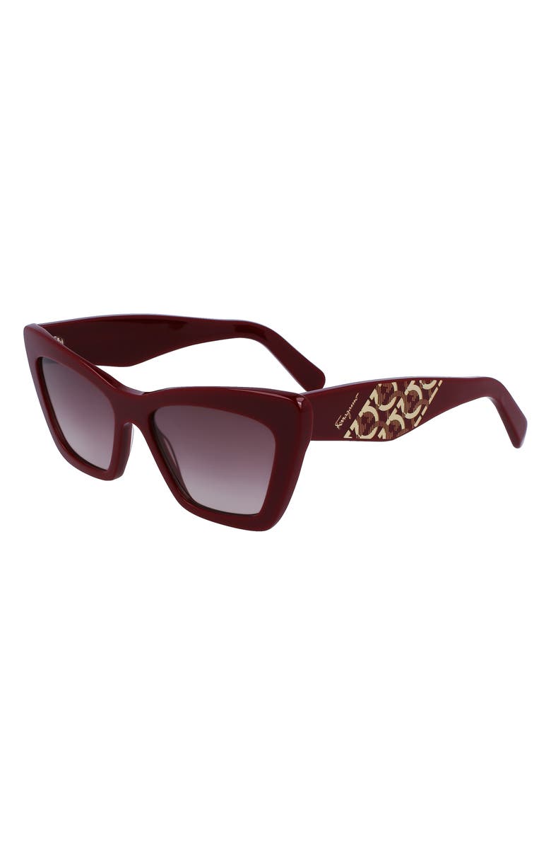 FERRAGAMO 55mm Gradient Rectangular Sunglasses, Alternate, color, Bordeaux