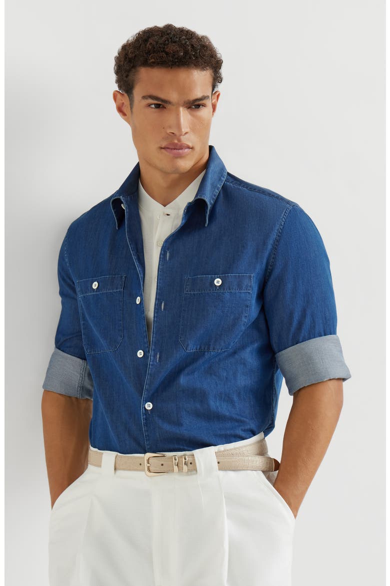 Lightweight denim shirt, Alternate, color, Dark Denim