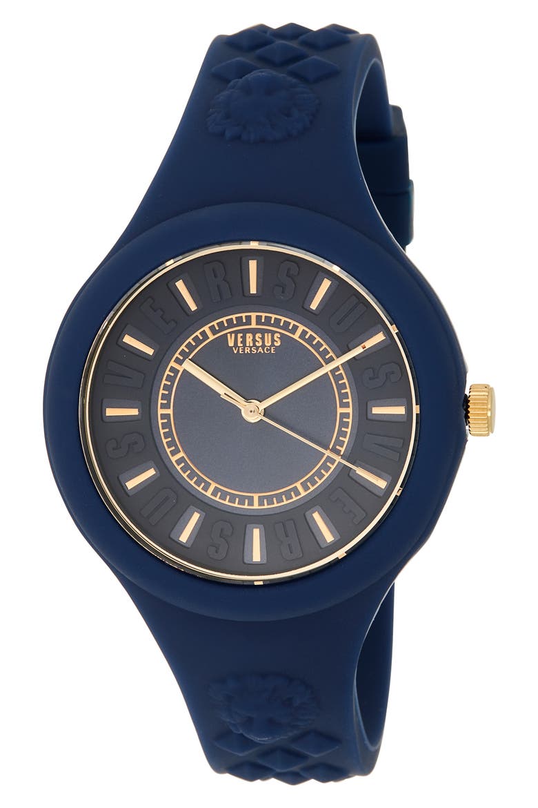 Fire Island Silicone Strap Watch, 39mm, Main, color, BLUE