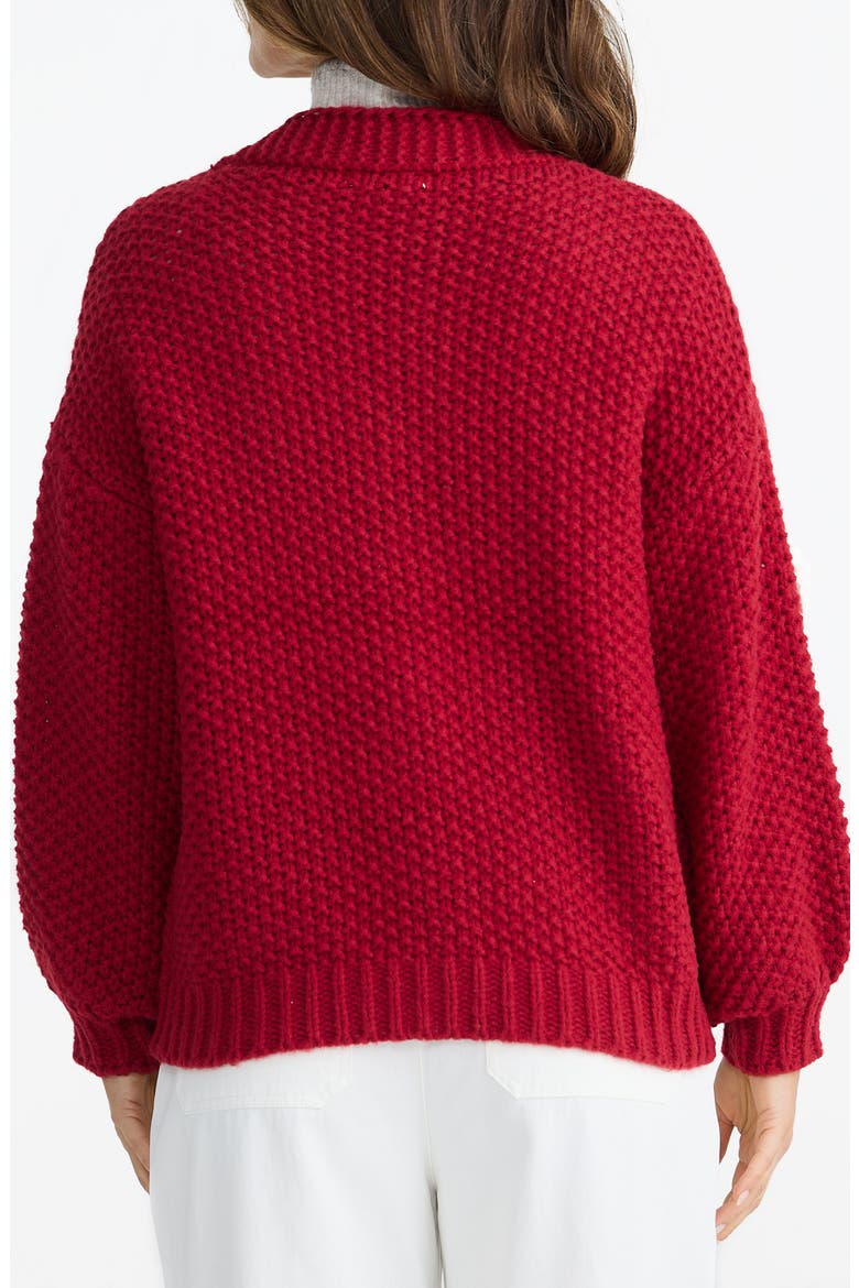 Budburst Crochet Appliqué Knit Cardigan, Alternate, color, CHERRY
