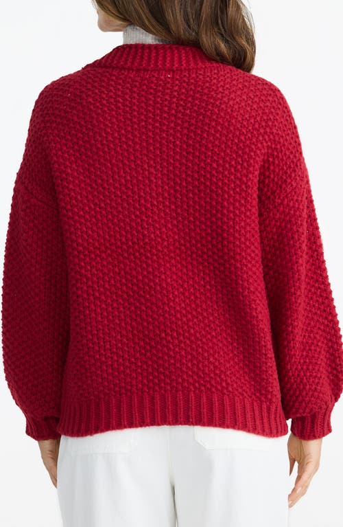 Brave + True Brave+true Budburst Crochet Appliqué Knit Cardigan In Red