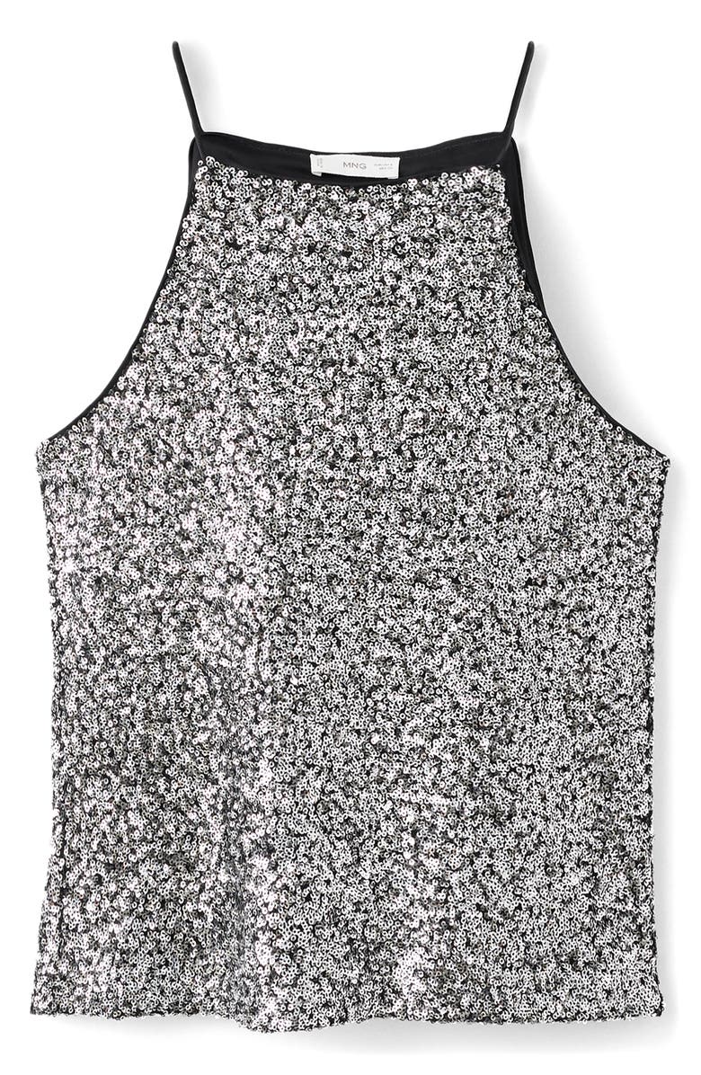 MANGO TEEN Sequin Tank, Alternate, color, Silver