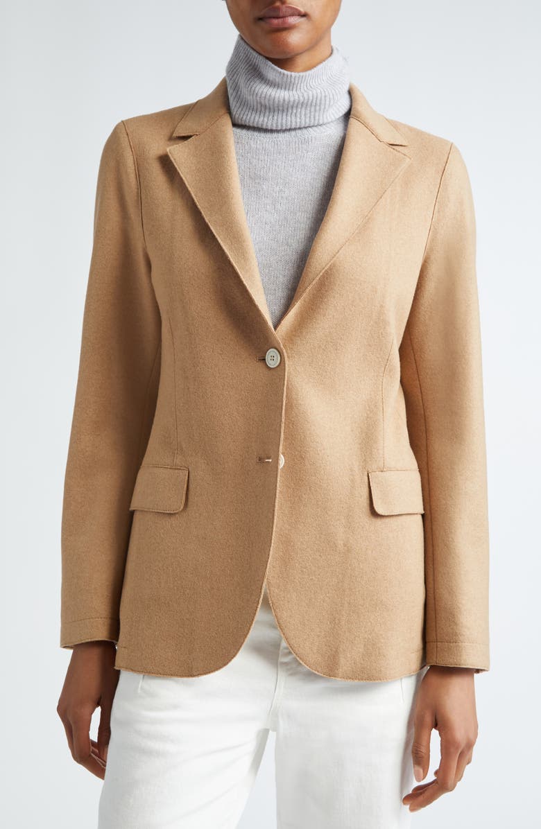 Eleventy Wool Blend Flannel Blazer with Removable Hooded Bib, Alternate, color, 04A Dark Camel