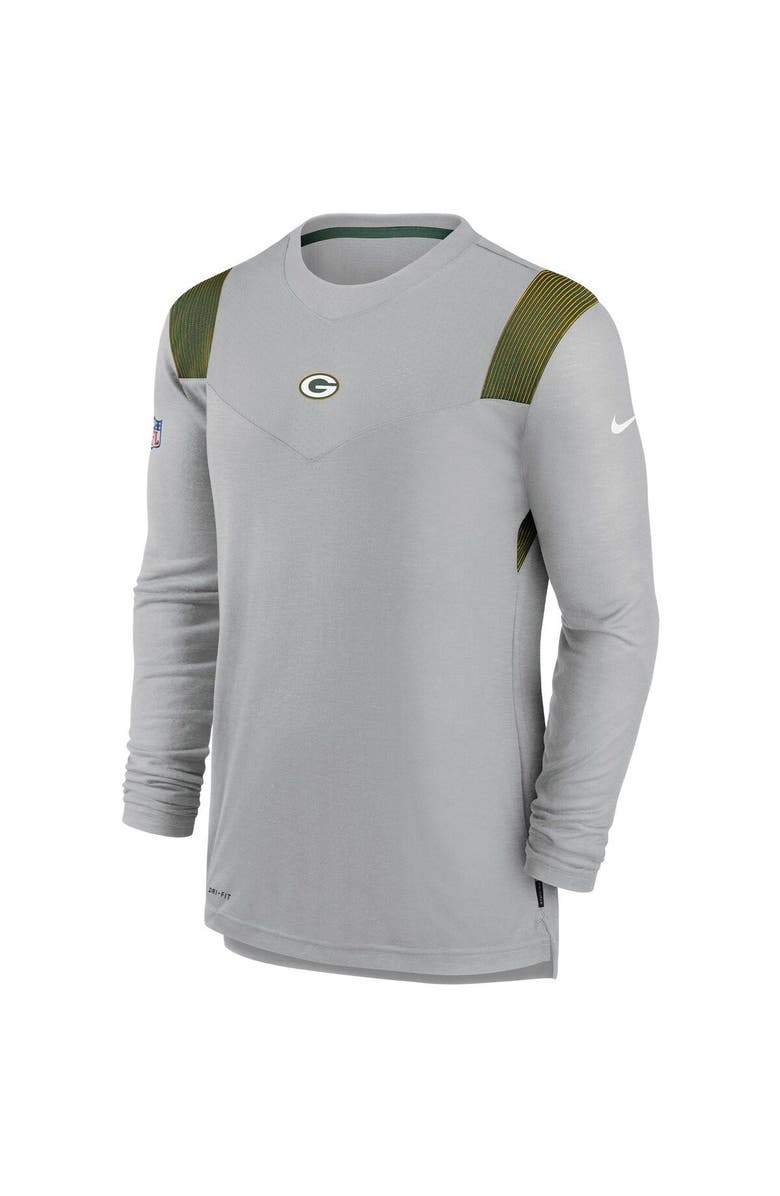 Nike Men's Nike Gray Green Bay Packers Sideline Player UV Performance Long Sleeve T-Shirt, Alternate, color, 