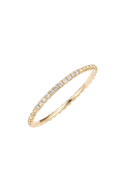 Diamond & 18K Gold Bead Stacking Ring