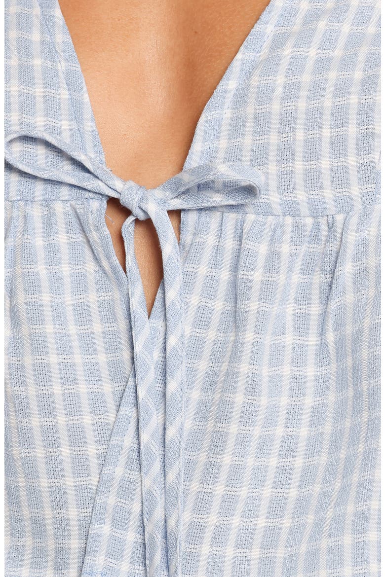 Sundara Tie Front Peplum Top, Alternate, color, BLUE