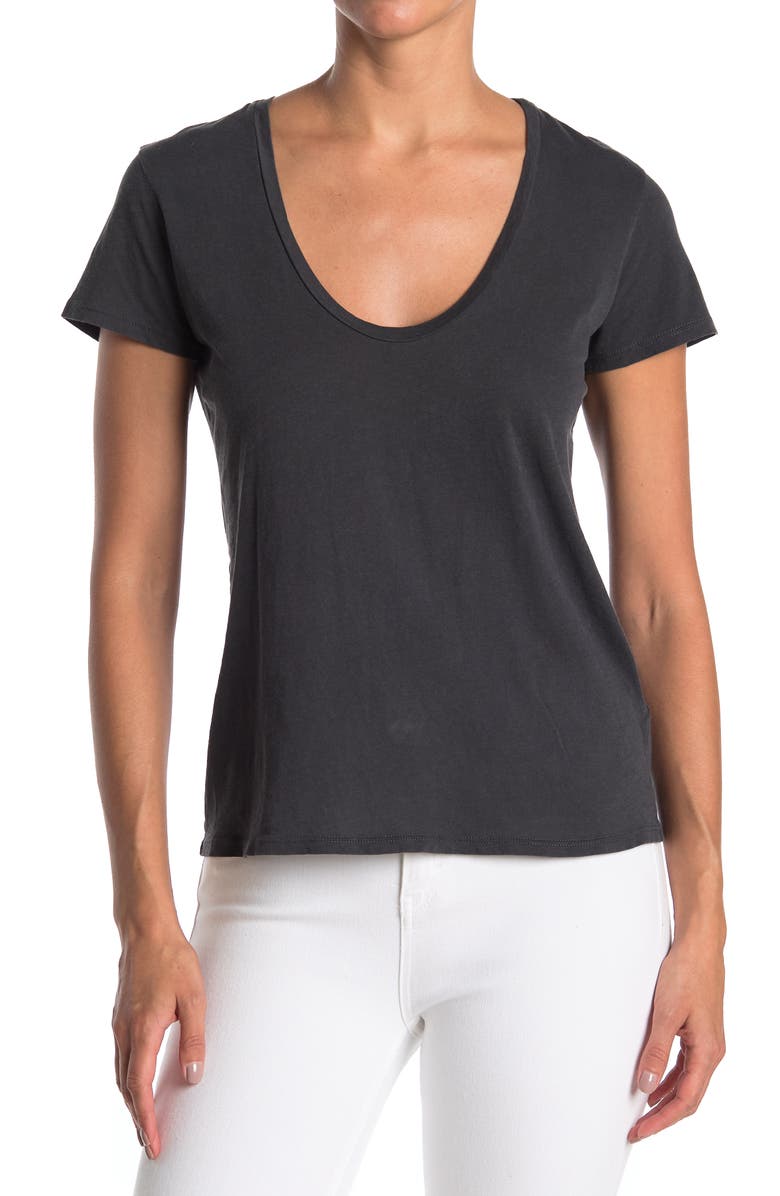 James Perse Scoop Neck Cotton Tee, Main, color,