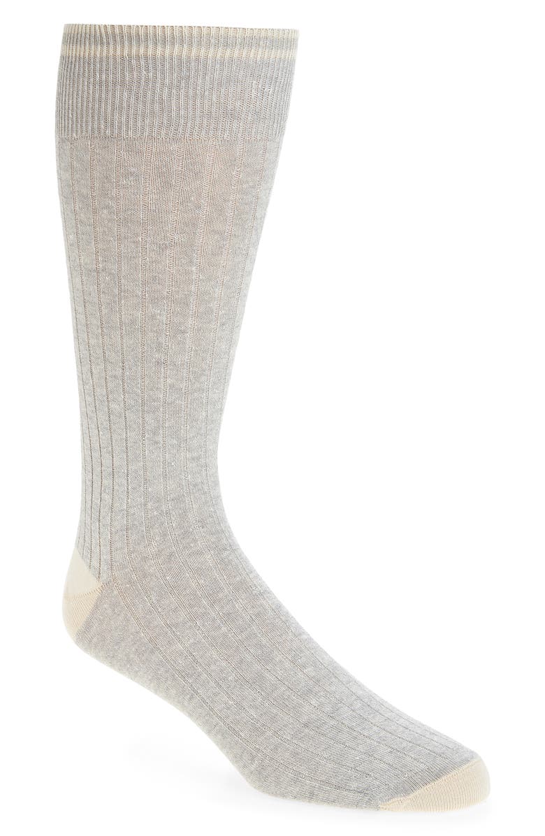 Nordstrom Ribbed Linen Blend Dress Socks, Main, color, Light Grey