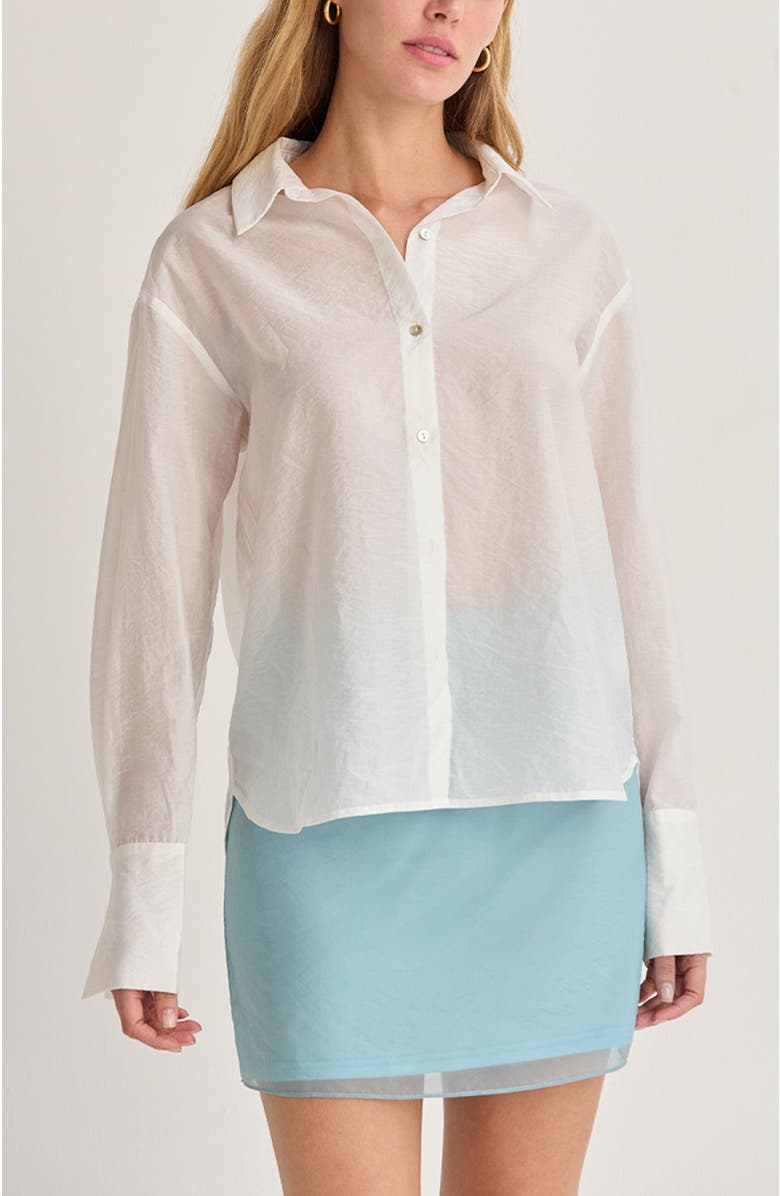 CRESCENT Crinkled Tencel Button Up Shirt, Main, color, White