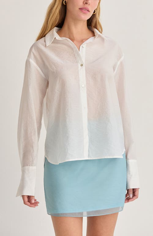 Crescent Crinkled Tencel Button Up Shirt In White