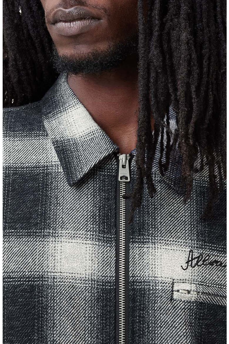 Ellis Ombré Check Cotton Flannel Zip-Up Shirt Jacket, Alternate, color, INK