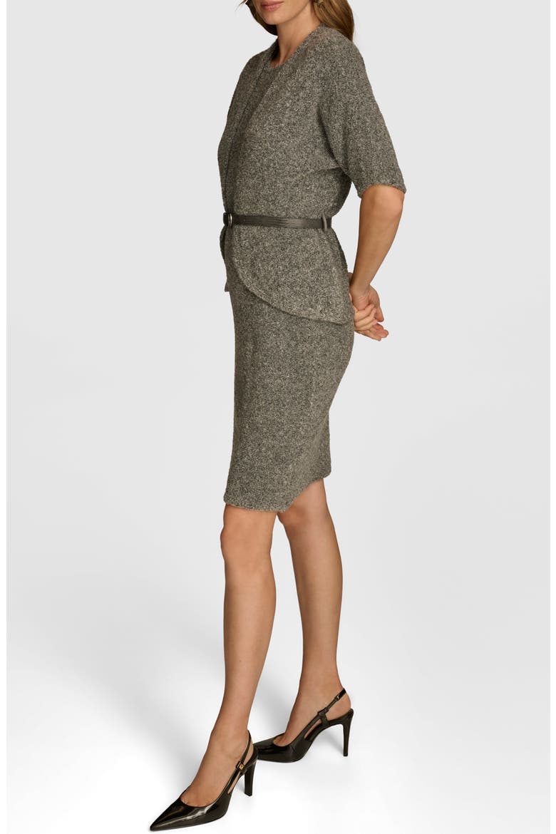 Bouclé Cardigan & Sheath Dress Set, Alternate, color, TIN HEATHER