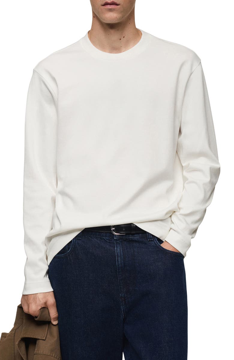 MANGO Regular Fit Long Sleeve Cotton T-Shirt, Main, color, 