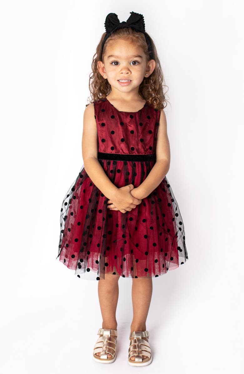 Popatu Kids' Polka Dot Velvet & Tulle Dress, Alternate, color,