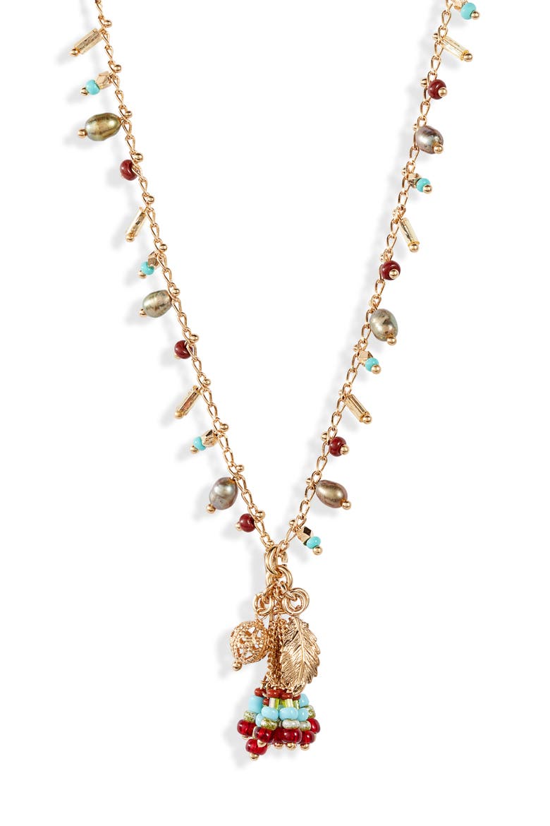 Gipsette Beaded Necklace, Main, color, BLUE