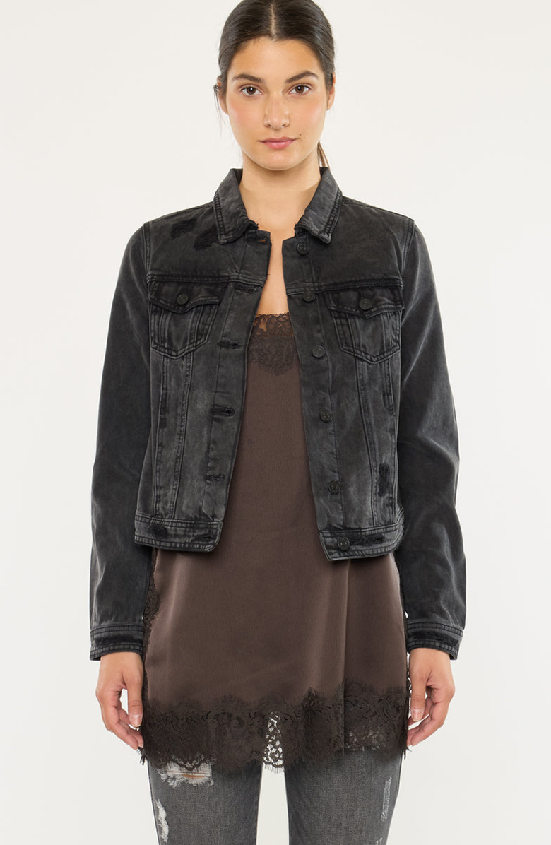 KanCan Henney Classic Trucker Jacket, Main, color, Dark Gray