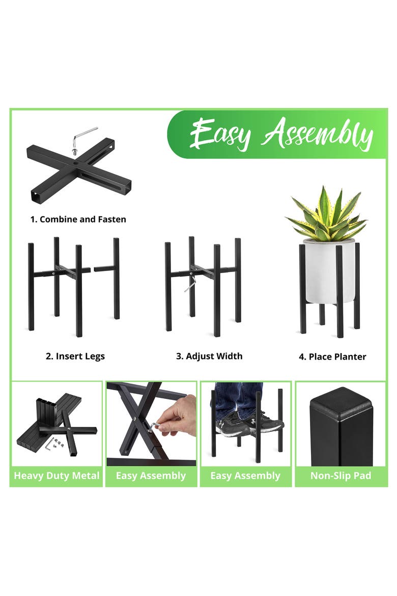 Adjustable Metal Plant Stand, Alternate, color, BLACK