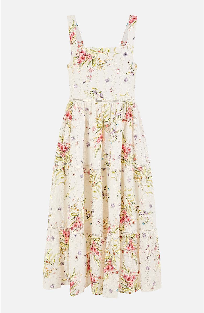 Yumi Floral Broderie Anglaise Midi Sun Dress, Alternate, color, Ivory