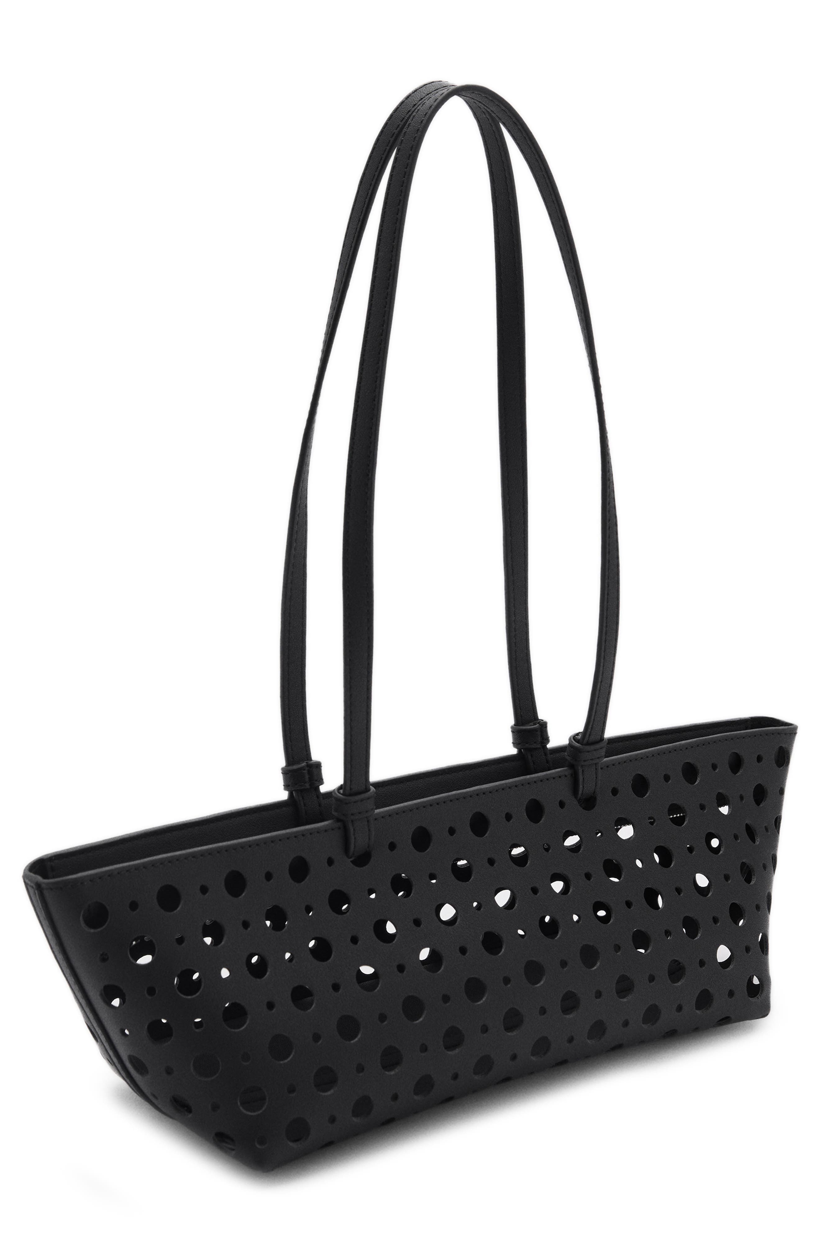 MANGO Die-Cut Faux Leather Shoulder Bag, Alternate, color, 