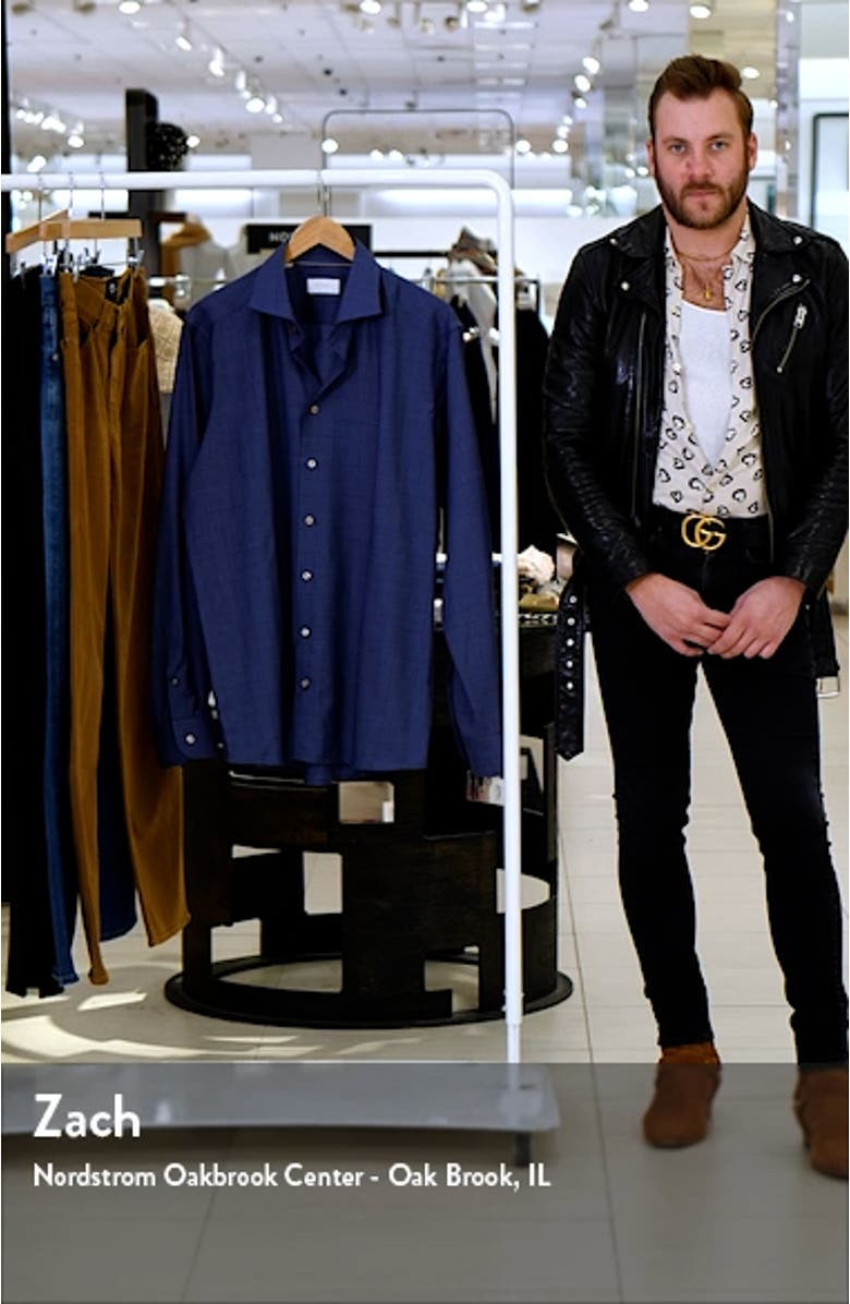 Slim Fit Glen Plaid Wool Dress Shirt, sales video thumbnail