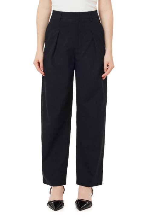 Pinstripe Barrel Leg Pants