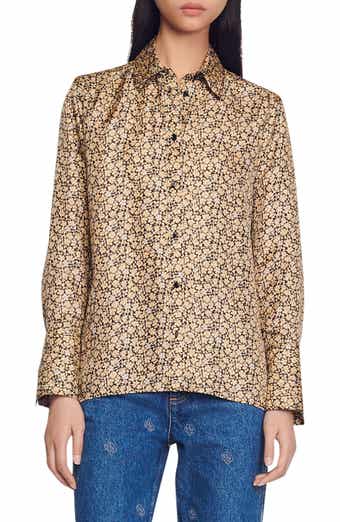 SANDRO Annita Floral Print Silk Blouse